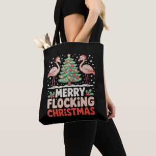 Flamingo Merry Flocking Christmas Funny Xmas Tote Bag