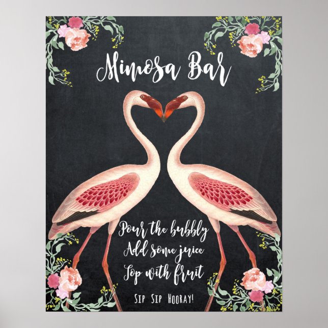 Flamingo Mimosa Bar Wedding Sign chalkboard (Front)