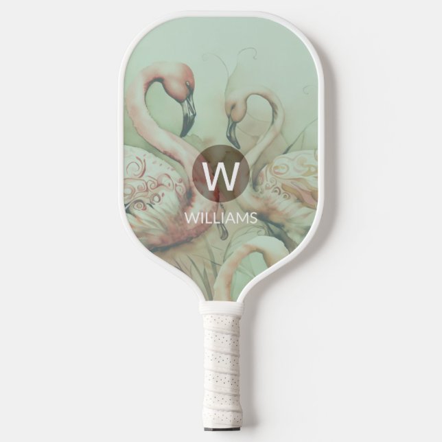Flamingo Monogram Personalized Pickleball Paddle (Front)