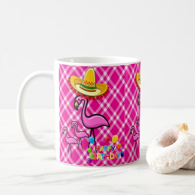 Flamingo Mug Happy Birthday Mug (With Donut)
