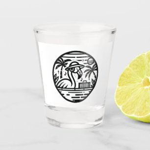 Flamingo Music Paradise - Vibrant Tropical Art Shot Glass