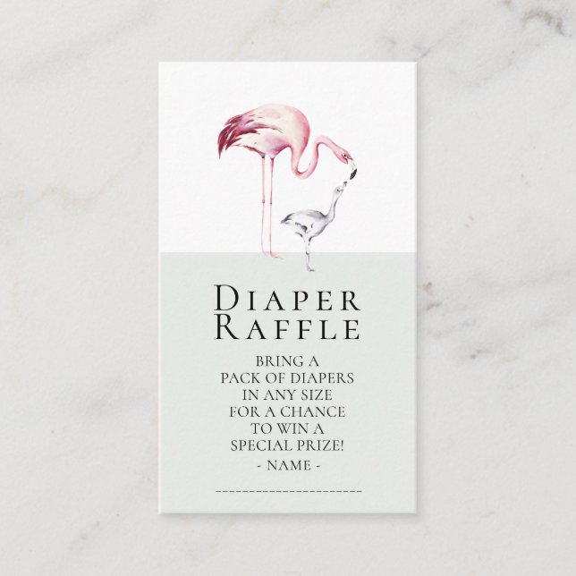 Flamingo Neutral Baby Shower Diaper Raffle Ticket Enclosure Card (Front)