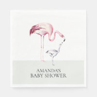 Flamingo Neutral Baby Shower Paper Napkins