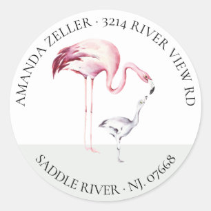 Flamingo Neutral Baby Shower Return Address Label