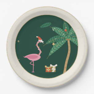 Flamingo Noël Christmas Paper Plate
