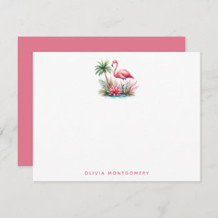Flamingo Note Cards with Personalized Name