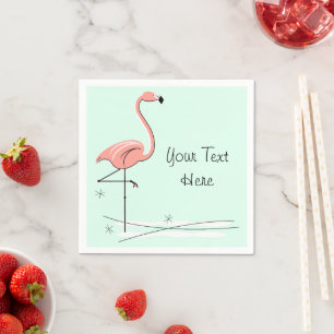 Flamingo Ocean Aqua Text paper napkins