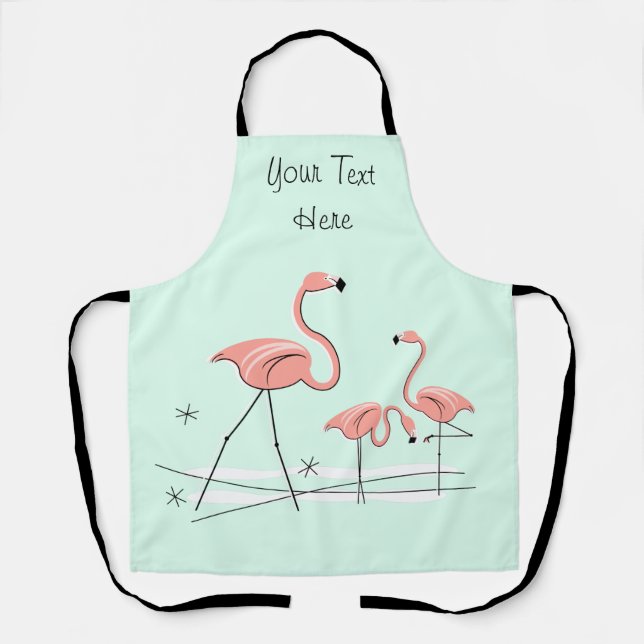 Flamingo Ocean Aqua Trio 2 Text apron (Front)