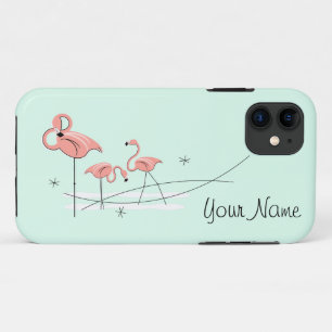 Flamingo Ocean Aqua Trio 'Name' iPhone case