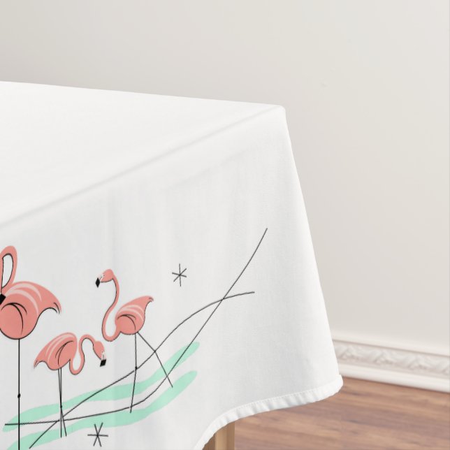 Flamingo Ocean Group border tablecloth (In Situ)