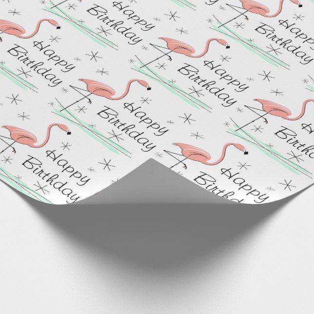 Flamingo Ocean 'Happy Birthday' Wrapping Paper (Corner)
