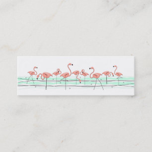 Flamingo Ocean Line side text skinny Mini Business Card