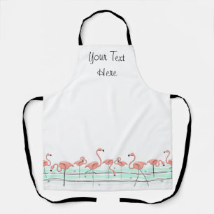 Flamingo Ocean Line Text all over apron