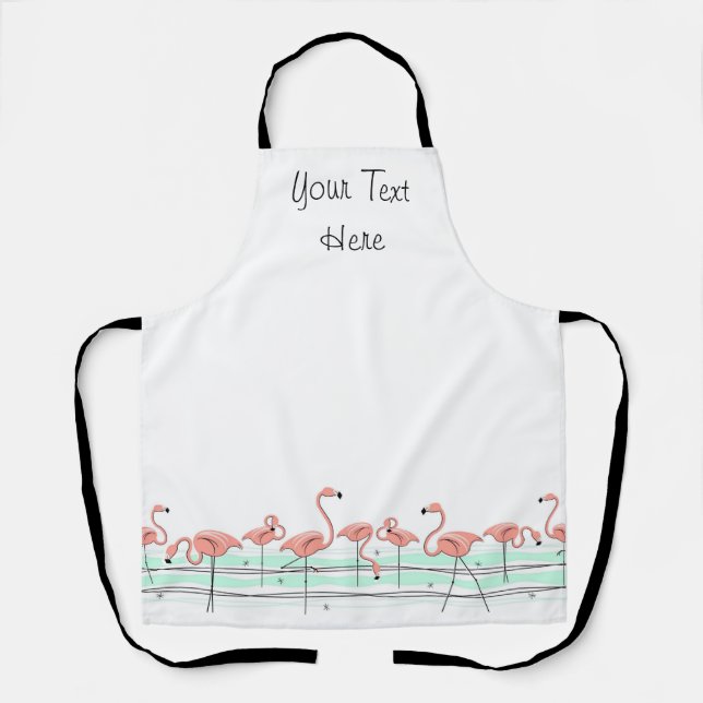 Flamingo Ocean Line Text all over apron (Front)