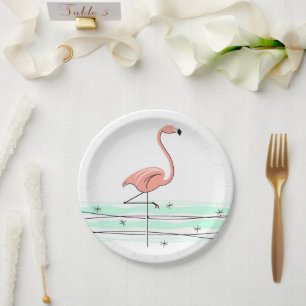 Flamingo Ocean paper plate
