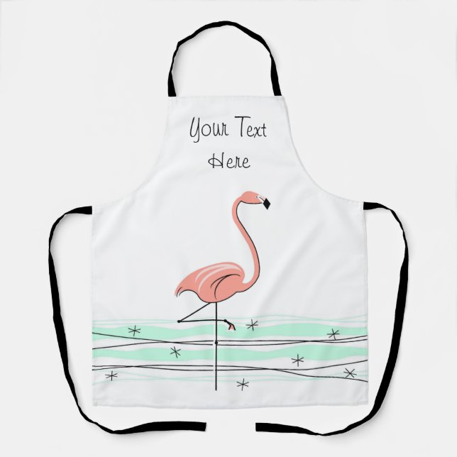 Flamingo Ocean Text all over apron (Front)