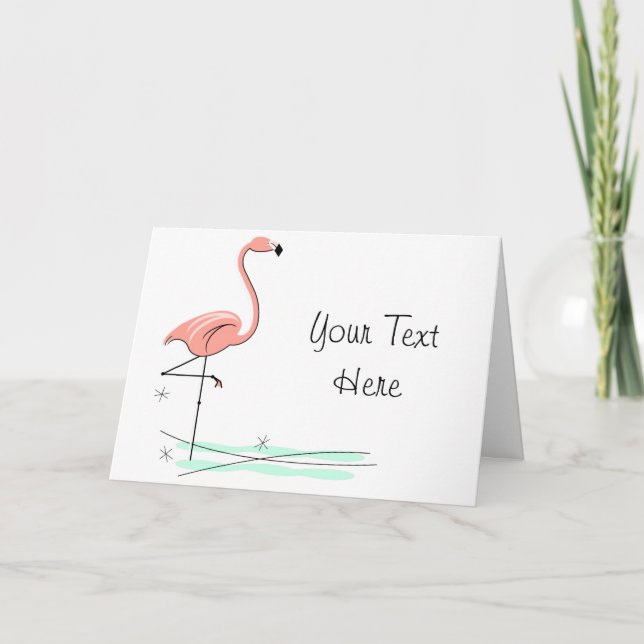 Flamingo Ocean text greetings card (Front)