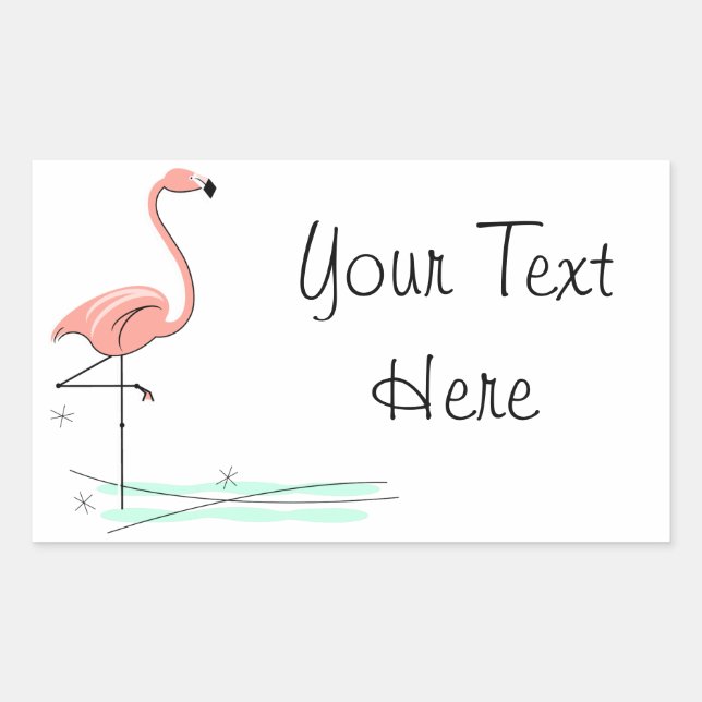 Flamingo Ocean Text sticker rectangle (Front)
