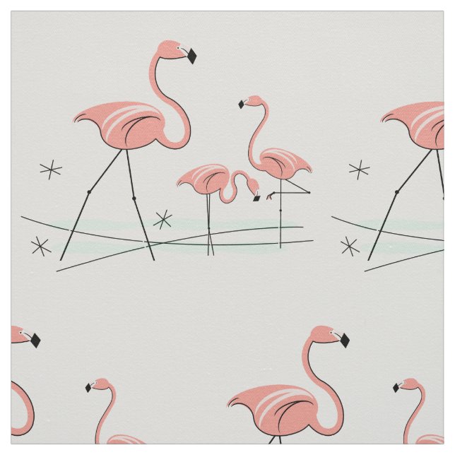 Flamingo Ocean Trio 2 large pattern Fabric (Swatch)