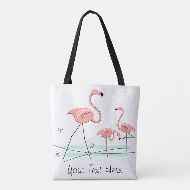 Flamingo Ocean Trio 2 Text all over tote (Back)