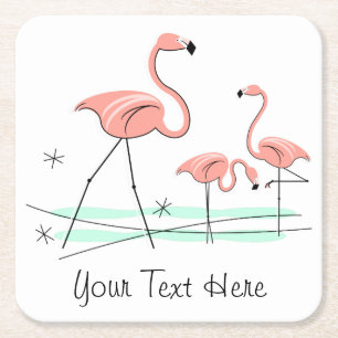 Flamingo Ocean Trio 2 Text coasters