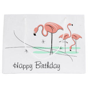 Flamingo Ocean Trio 3 Happy Birthday large Gift Bag