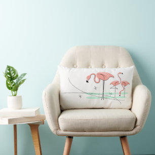 Flamingo Ocean Trio 3 pink back lumbar Pillow