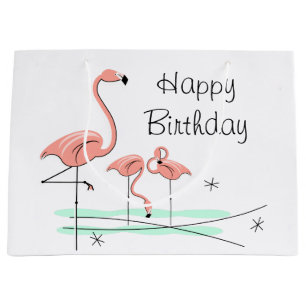 Flamingo Ocean Trio 4 Happy Birthday large Large Gift Bag