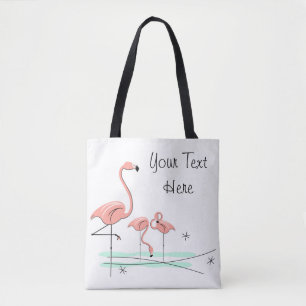 Flamingo Ocean Trio 4 Text all over tote Bag