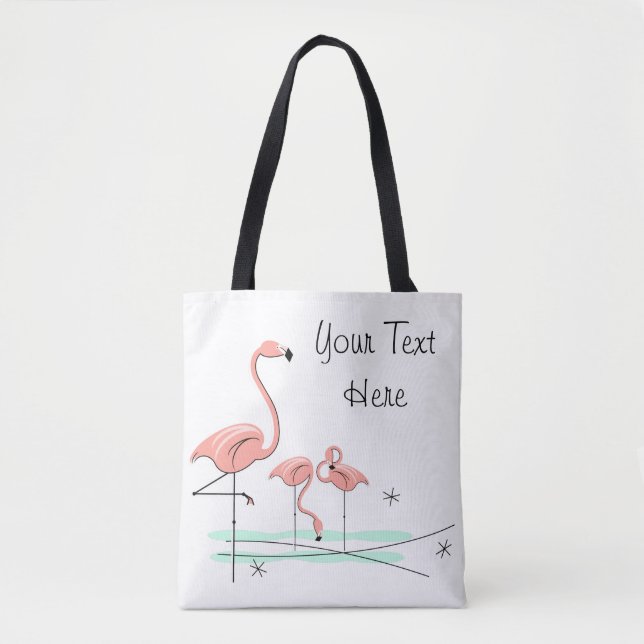 Flamingo Ocean Trio 4 Text all over tote Bag (Front)