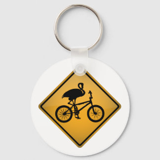 Flamingo on Bicycle Keychain