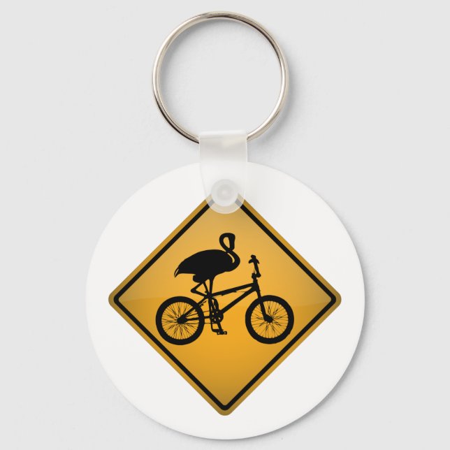 Flamingo on Bicycle Keychain (Front)
