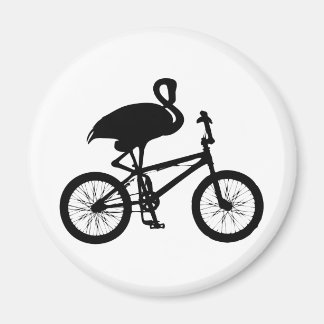 Flamingo on Bicycle Silhouette Magnet