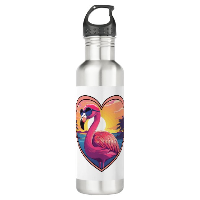 Flamingo on the Beach 710 Ml Water Bottle (Front)