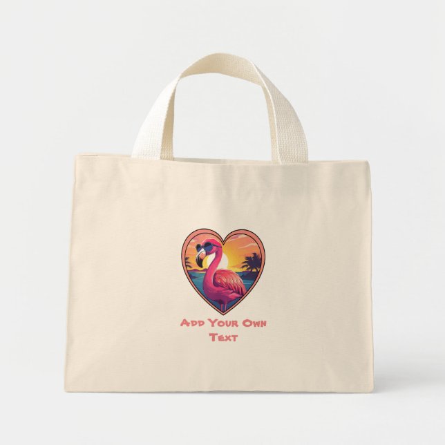Flamingo on the Beach Mini Tote Bag (Front)