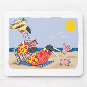 Flamingo On the Beach Mouse Pad