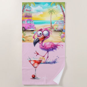 Flamingo on the beach towel
