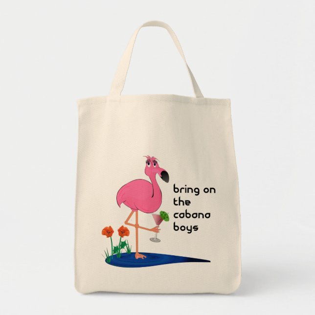 Flamingo on Vacation Tote or beach bag (Front)