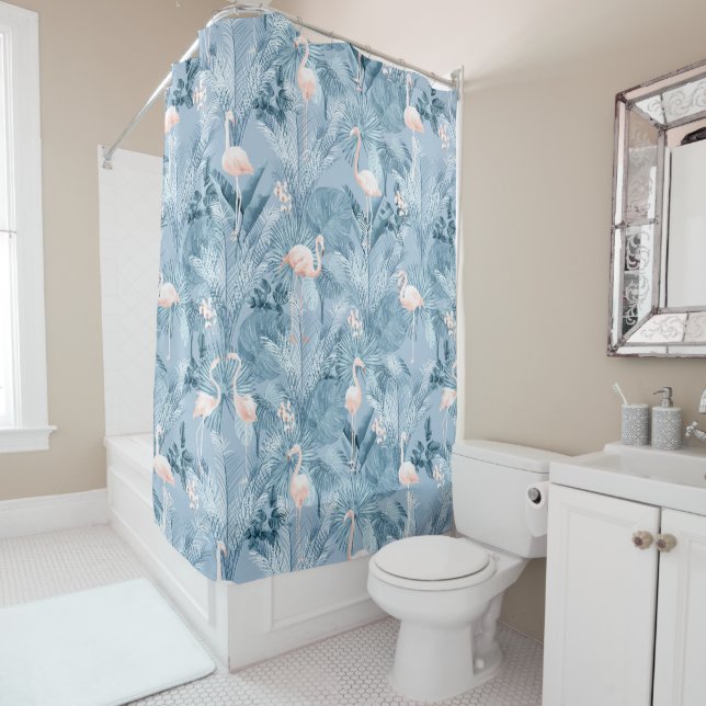 Flamingo Orchid Tropical Pattern Blue ID868 (In Situ)
