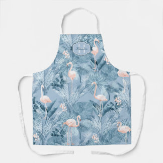 Flamingo Orchid Tropical Pattern Blue ID868 Apron