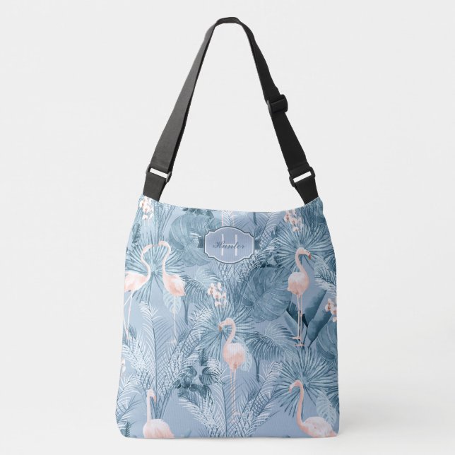Flamingo Orchid Tropical Pattern Blue ID868 Crossbody Bag (Front)