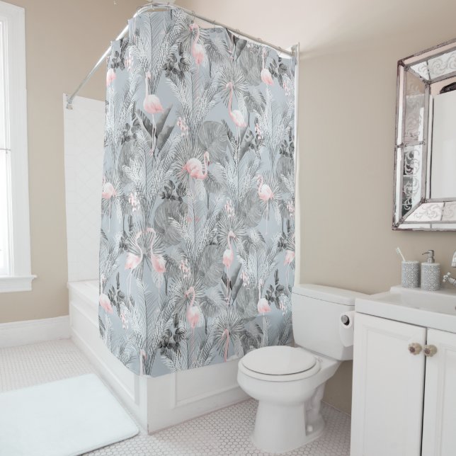 Flamingo Orchid Tropical Pattern Grey ID868 (In Situ)