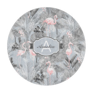 Flamingo Orchid Tropical Pattern Grey ID868 Cutting Board