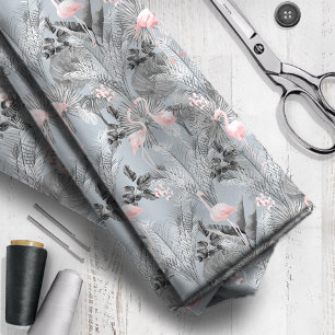 Flamingo Orchid Tropical Pattern Grey ID868 Fabric