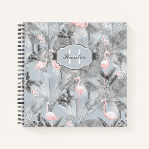 Flamingo Orchid Tropical Pattern Grey ID868 Notebook