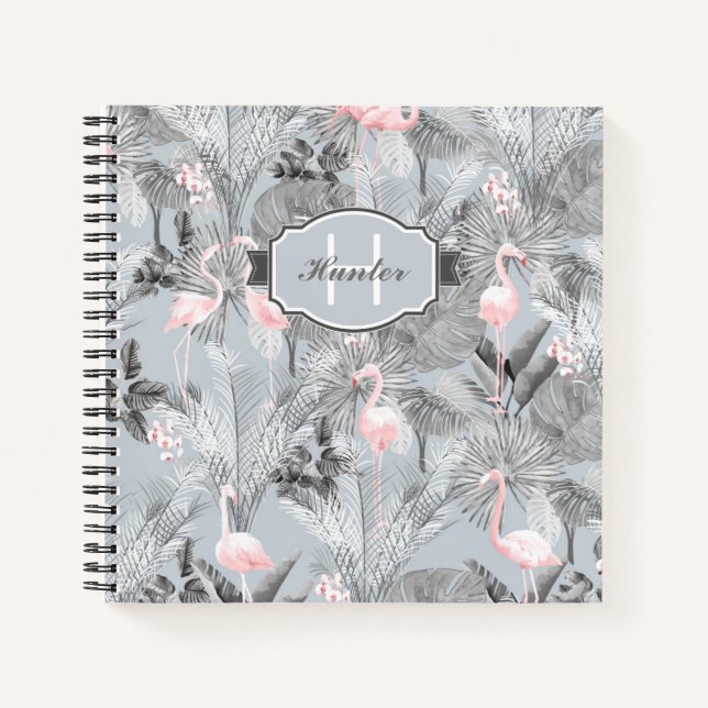 Flamingo Orchid Tropical Pattern Grey ID868 Notebook (Front)