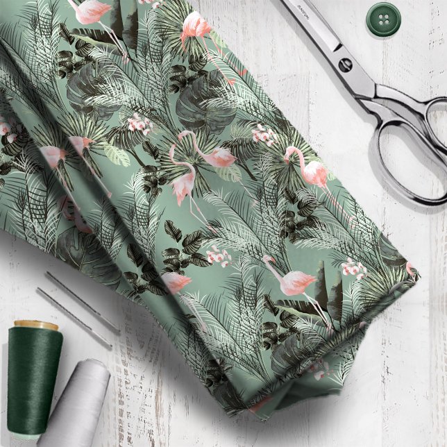 Flamingo Orchid Tropical Pattern Sage ID868 Fabric (Creator Uploaded)