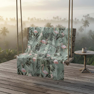 Flamingo Orchid Tropical Pattern Sage ID868 Fleece Blanket