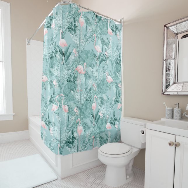 Flamingo Orchid Tropical Pattern Teal ID868 (In Situ)