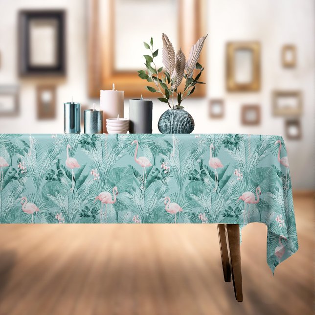 Flamingo Orchid Tropical Pattern Teal ID868 Tablecloth (Creator Uploaded)